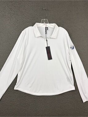 Sun Day Red Women’s XL White Long-Sleeve Polo Shirt Golf Preppy NWT